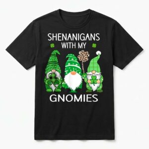 St Patricks Day Lucky Shamrock Leopard Gnomes Irish T-Shirt