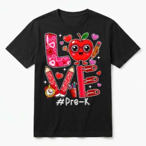 Love Pre-K Cute Hearts Valentine's Day Students Teacher T-Shirt